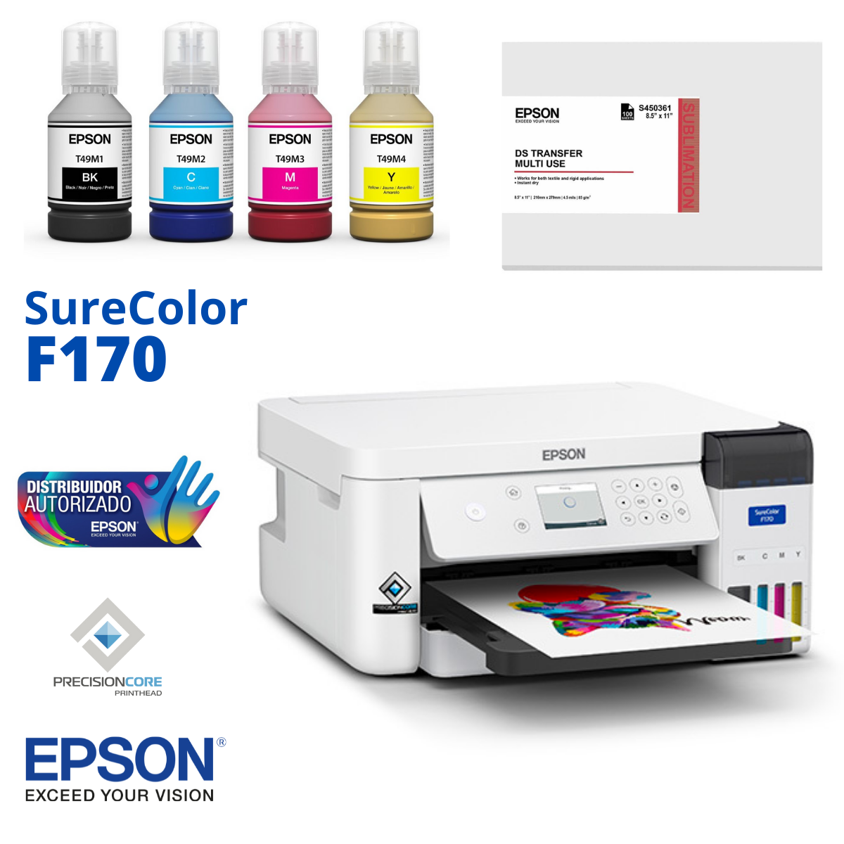Impresora Sublimación Epson F170 + Sublimadora 2en1 + Papel